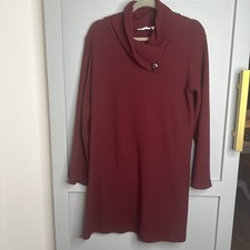 Womens Dresses Medium VASNA Made in Italy Red Textured Cowl Neck Long Sleeve
