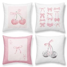 Pink Coquette Trendy Aesthetic Cute Preppy Bedding Throw Pillow Cases, Pink3