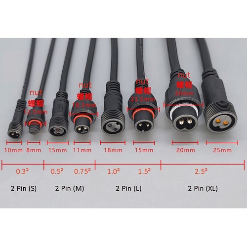 LED Power Stecker Buchse 2-Pin Wasserdicht Stecker Buchse Kabelstecker IP67 - Afbeelding 12 van 13