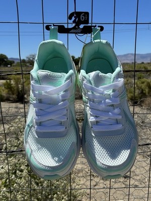 Avia Women's Fashion Gel Sneaker Sz 6.5 White Mint Green Flex Sole Odor Control