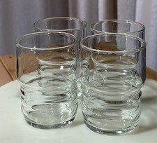 Vintage Arcoroc ARC France Wavy Stacking Rocks Glass Tumblers MCM Set of 4
