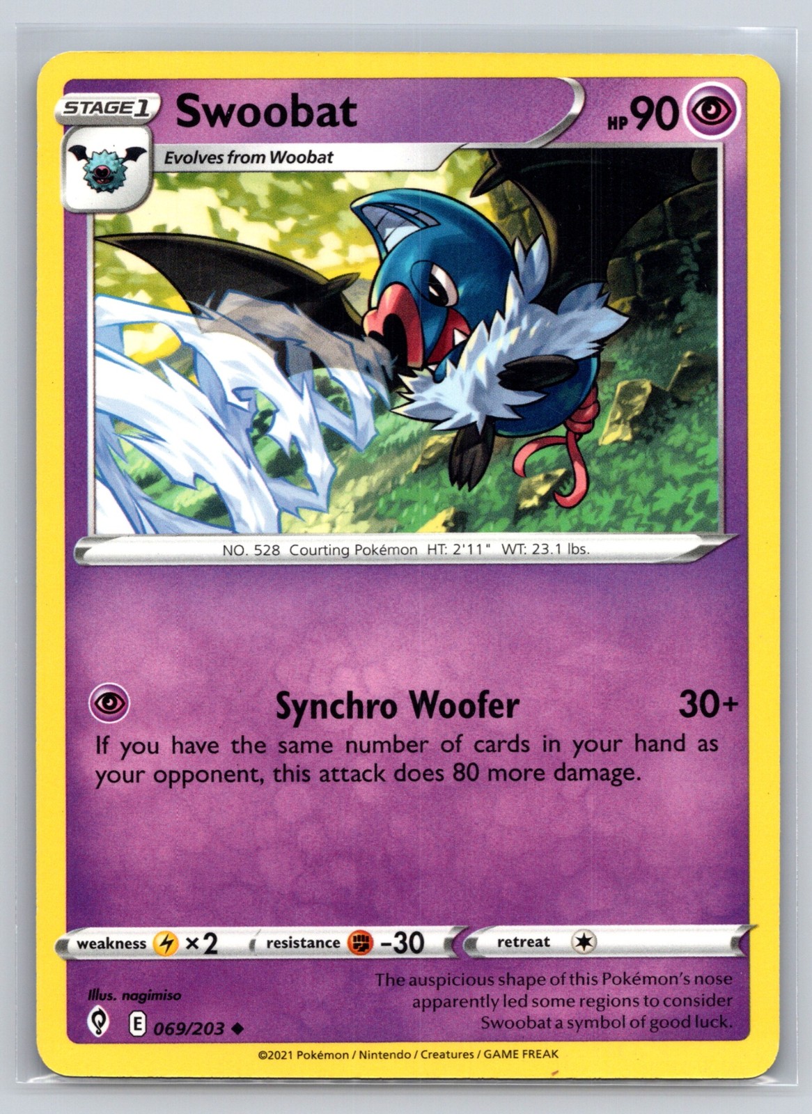 Swoobat 069/203 - SWSH07: Evolving Skies - Pokémon TCG - LP