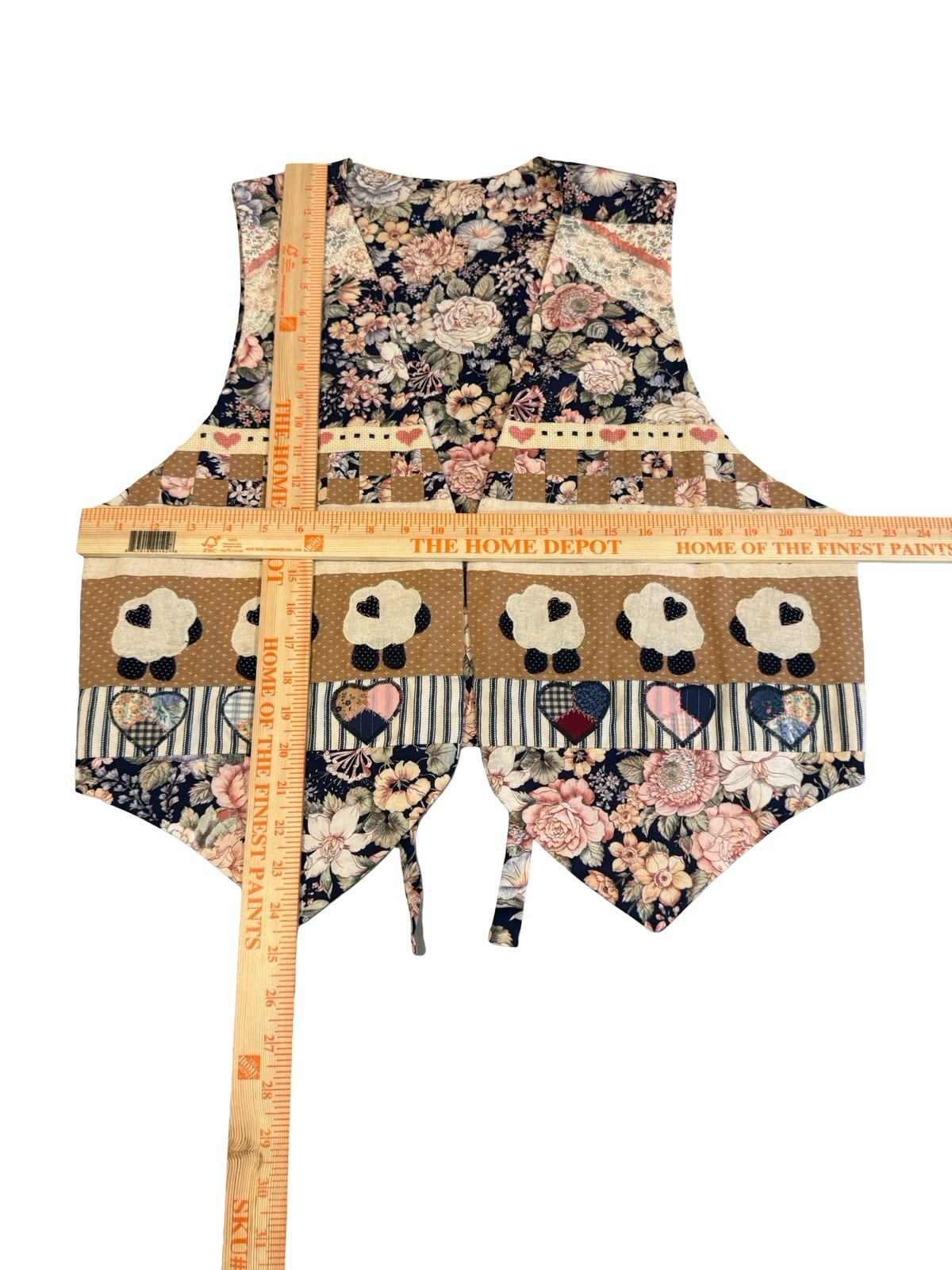 Vintage Handmade Patchwork Vest Reversible Cottag… - image 4