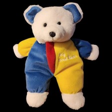 My First Bear Plush Rattle Soft Classics Toys R Us 1995 Teddy White Red Blue VTG