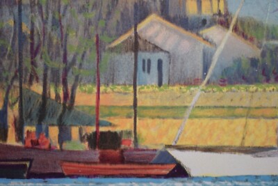 André Bourrié lithograph Bords Du Chenal limited color lithograph by Andre Bourrie