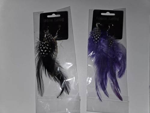 NEW 6 Feather Earrings Fashion Jewelry 4 Pairs Are Embellished with Gold Chains - Picture 11 of 17