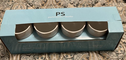 New Rare Portmeirion Studio Serene White Square Set of four Mugs 12 oz