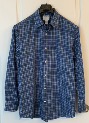 L.L. Bean Men's Size - M-REG Blue Plaid Long Sleeve Cotton Button Down Shirt - Picture 2 of 9