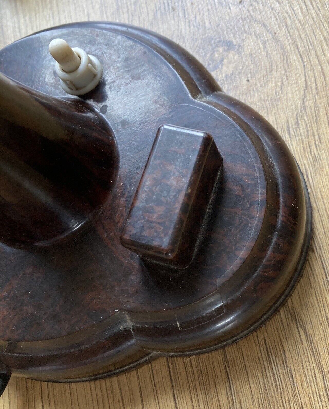 Art Deco Bakelite Table Lamp with Smokers Fitments, 10" high approximately 2