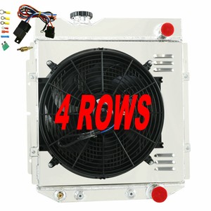 4 Row Radiator Shroud Fan+Thermostat for 64 65 66 Ford Mustang V8 260 289