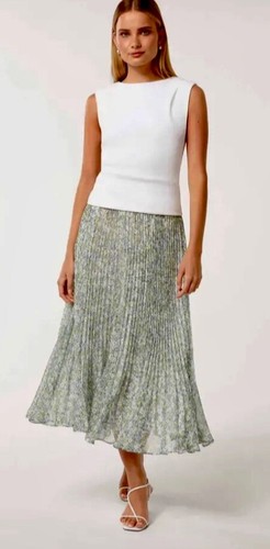 Bnwt FOREVER NEW Size 16 Della Pleated Midi Skirt CURRENT SEASON