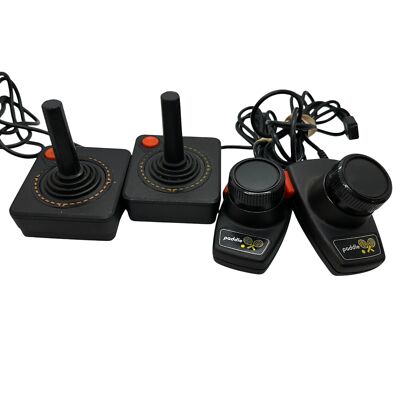 Atari 2600 Controller Package - 2 CX-40 Joysticks And Pair Of CX-30 Paddles