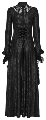 Punk Rave Women's Black Gothic Floral Lace Multiple Layers Long Slim Fit Dress - Picture 15 of 20