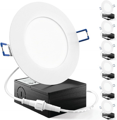 Sunco 6 Pack 4 Inch Ultra Thin LED Recessed Ceiling Lights Slim 6000K Daylight