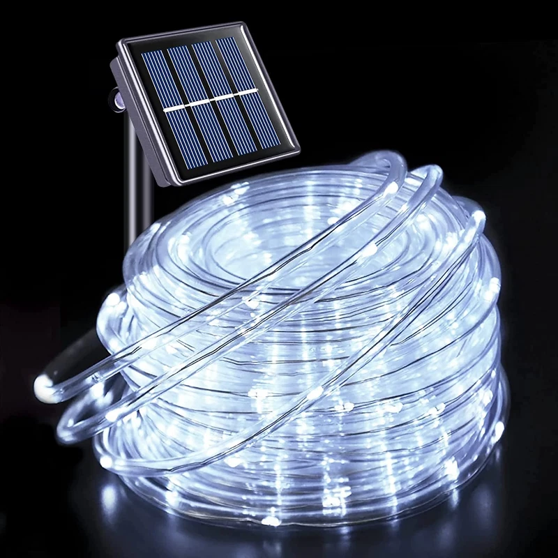 Led Solar Powered Rope Lights Outdoor Waterproof String Light Garden Lamp Deco