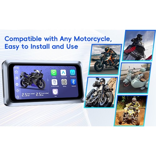 6.25 Inch Motorcycle Dash Cam Dual BT Wifi Carplay TPMS Tire Pressure Navigation - Picture 11 of 14