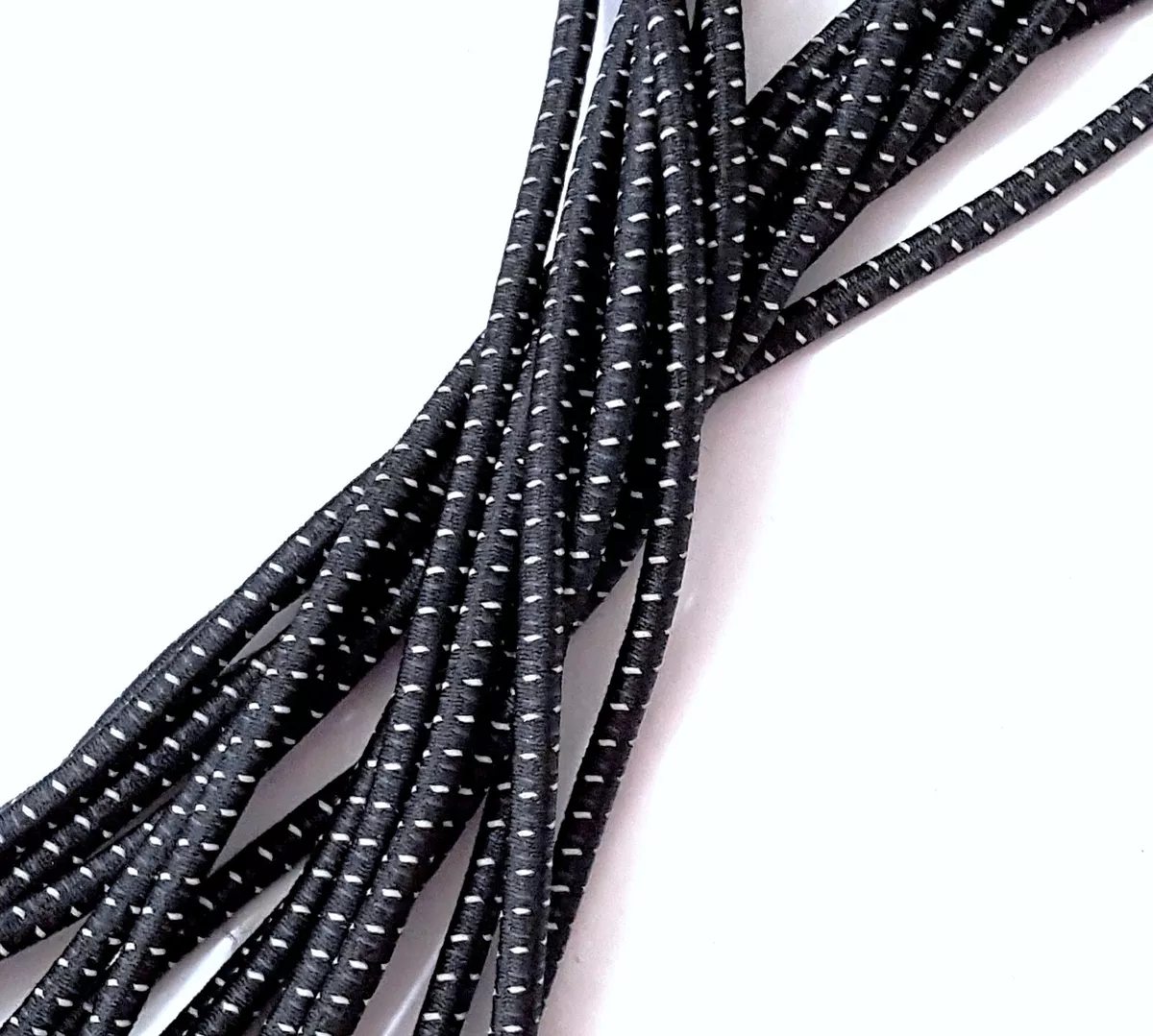 3.5mm wide 5-10y Black w/ Gray Stitched (Reflective) Thick Elastic