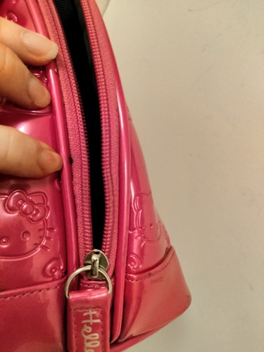 Large Hello Kitty Santio Loungefly Bowler Patent Leather Embossed Hot Pink Tote - Picture 9 of 17