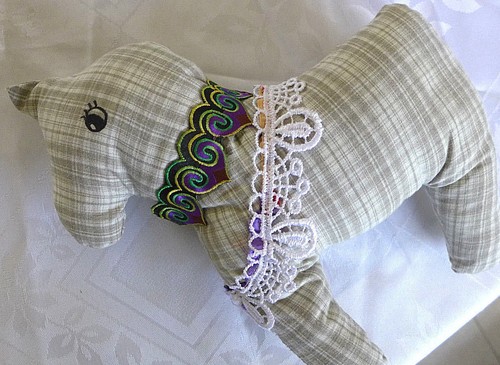 HANDMADE SOFT DOG FABRIC doll EMBROIDERED ONE OF A KIND DIRECTLY FROM ARTIST - Picture 9 of 12