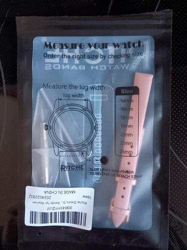 Ritche Leather Watch Band for Woman - Pink Leather, 12mm; NWT; Perfect Condition