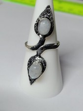Adjustable Rainbow Moonstone 925 Silver Plated Ring Wrap Ring 0176