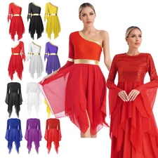 US Women's Chiffon Praise Dance Tunic Tops Worship Church Spirit Dance Overlays