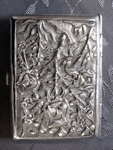 👍 19TH CENTURY CHINA CHINESE EXPORT HIGH RELIEF DRAGON SILVER CASE BOX - Picture 3 of 4