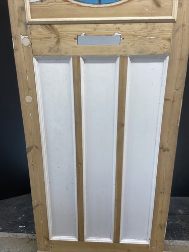 ART DECO STAINED GLASS FRONT DOOR PERIOD OLD RECLAIMED ANTIQUE PINE WOOD LEADED - Picture 10 of 12