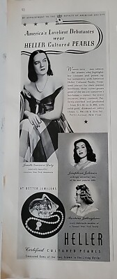 1941 Heller  Certified cultured pearl necklace Jewelry Vintage Ad 