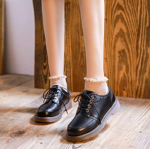 Women's Shoes Ladies Leather Female Round Toe Sewing Retro Comfortable College - Picture 24 of 26