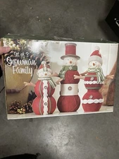Costco Snowman Family Figures 10", 9.5", 7.5" Set Of 3 Christmas