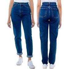 AMERICAN APPAREL LADIES HI-WAIST JEANS MEDIUM WASH 100 COTTON CHOICE OF SIZE