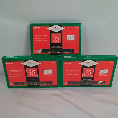 VTG Sears 3 Sets, Each 35 Bulbs, Multi-Color Twinkle Christmas Tree Lights