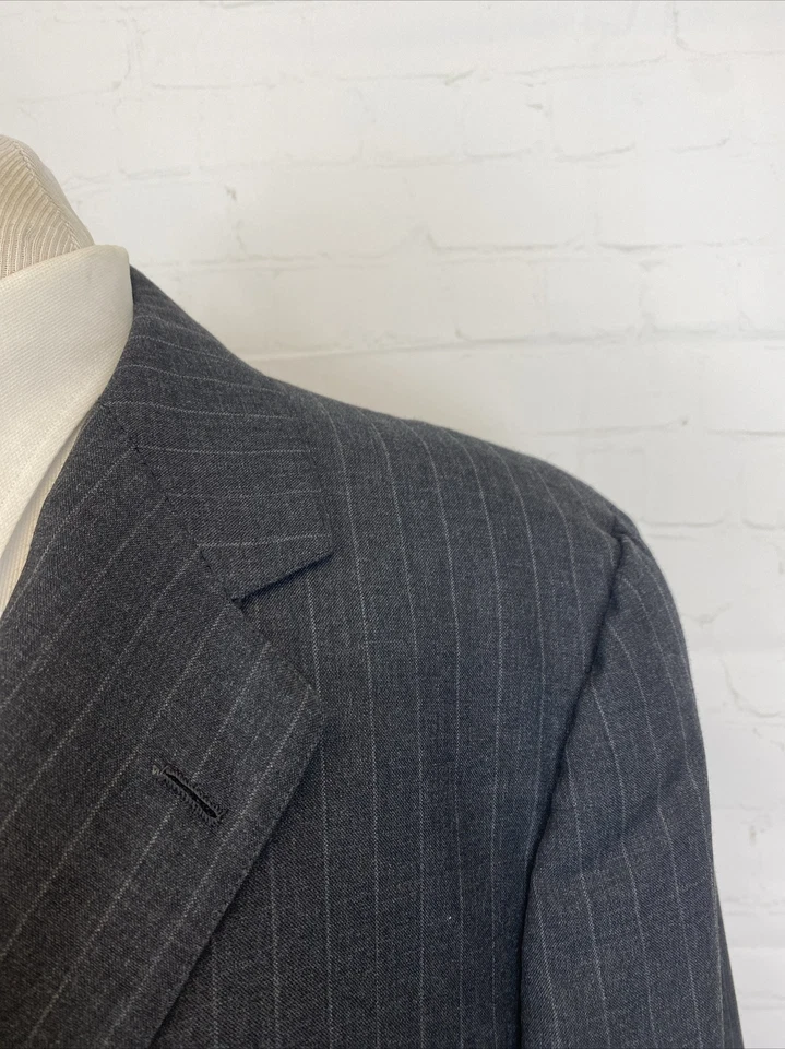 Traje Brooks Brothers para hombre gris a rayas mezcla de lana 44R 40X26 $1,195 Foto 4 de 4