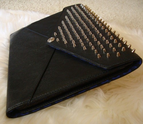 NIB Rebecca Minkoff Spikey Studs Black Leather iPad Case MSRP $195 - Picture 10 of 10