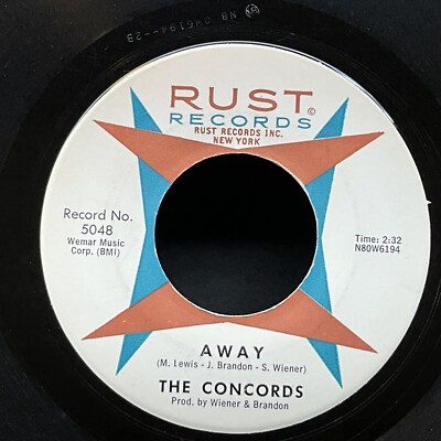 The Concords, Away / One Step From Heaven, 7'' 45rpm, Vinyl VG+