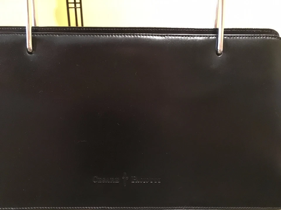 Auténtico bolso de mano de cuero negro para mujer Cesare Paciotti - ¡NUEVO! Foto 4 de 4