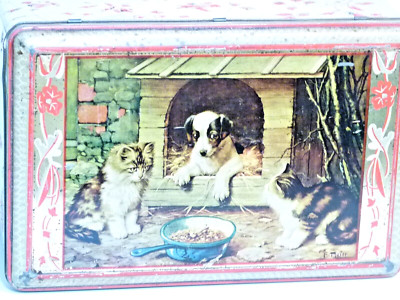 SEHR GROSSE SELTENE ANTIKE KATZE & HUND KÄTZCHEN WELPEN KEKSE/SÜSSIGKEITEN/TEE BLECHDOSE LADEN?