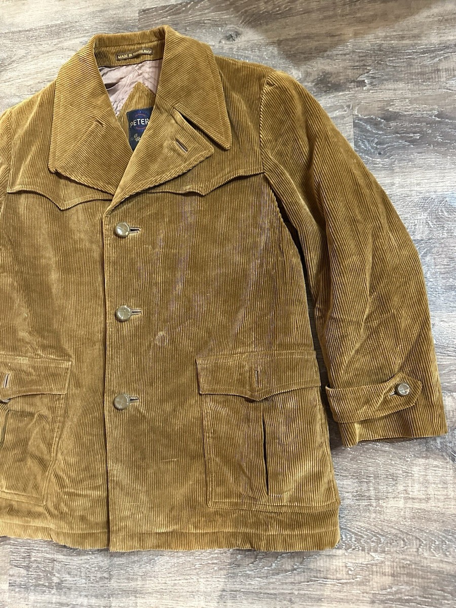 【70s】Euro Vintage Corduroy Coat フランス製 Vintage Corduroy Coat Jacket Mens M 40 Brown Button Up