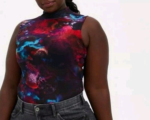 NEW Torrid Plus Sz 3X 22/24 Foxy Mesh Mock Neck Tank Top Casual Sleeveless Shirt - Picture 3 of 7