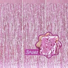 3 Pack Pink Foil Fringe Curtains 3.3x6.6ft Birthday Valentine Party Decor