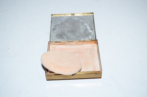 Vtg Powder Mirror Compact Cosmetics MCM Gold Tone Bird Rhinestones - Picture 10 of 10