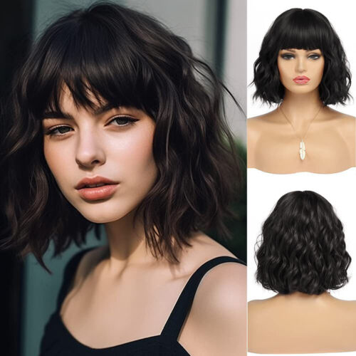 Trendy Lightweight & Breathable Framing Bangs Synthetic Hair Short Wavy Bob Wigs - Picture 4 of 68