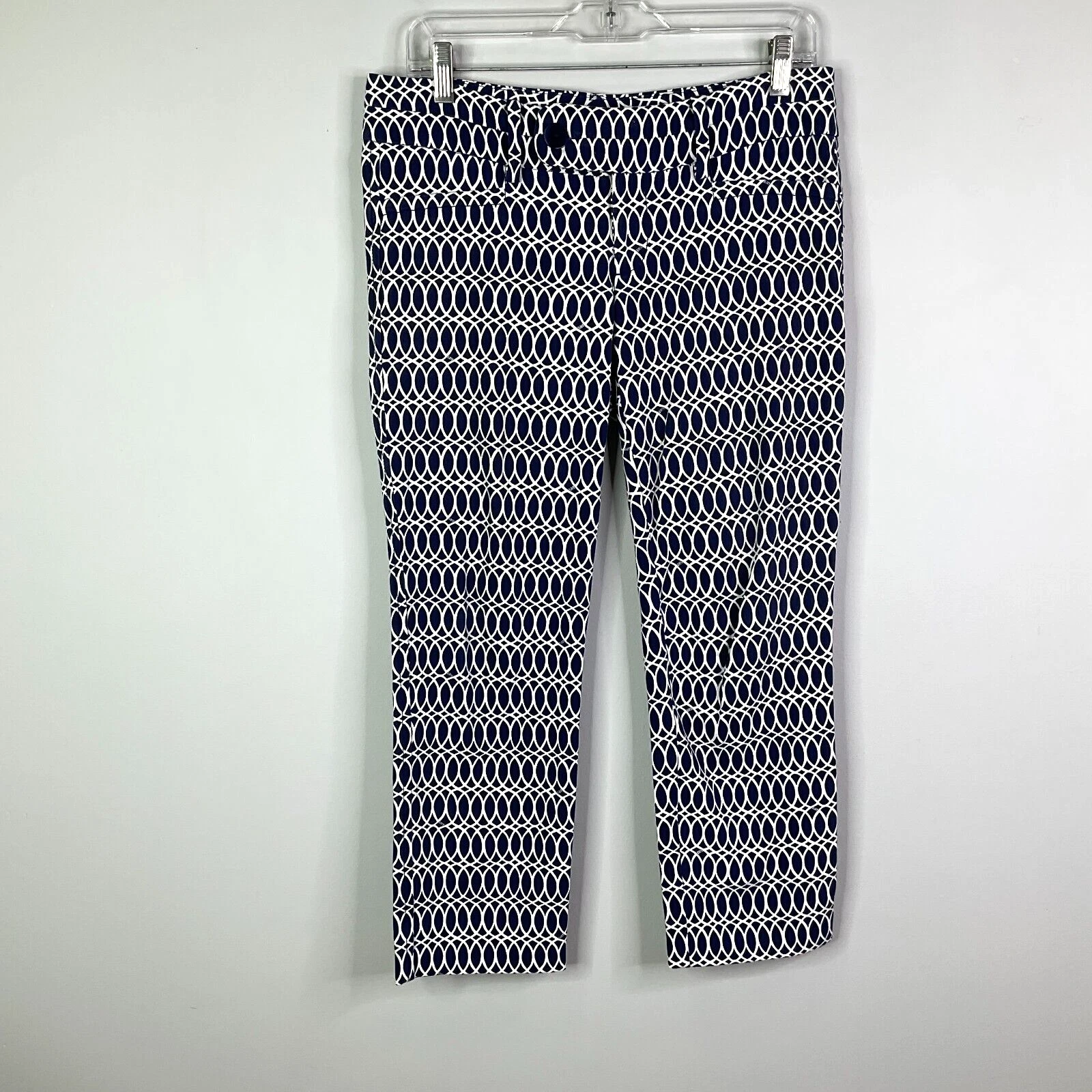 Lilly Pulitzer Capri Pants Womens Size 4 Navy Blue White Tickle The Ivories