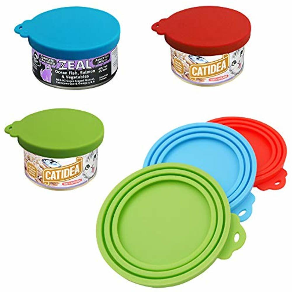 3 Pcs Silicone Pet Can Covers 2 Spoons Canned Food Lid And For Dog Cat