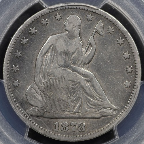 Medio dólar libertad sentada 1878-CC 50C GRADUACIÓN PROFESIONAL DISPOSITIVOS GENUINOS grabados en muy buen estado detalle - Imagen 3 de 4