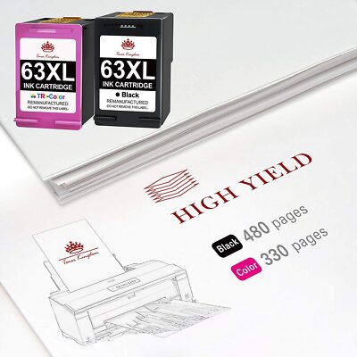 HP 63XL High Yield Ink Cartridges - Refurbished, Compatible With OfficeJet, ENVY & DeskJet Printers 8 thumbnail image
