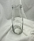 Vintage Style Clear Glass Milk Bottle Embossed Dairy Cow Farmhouse Decor Vase