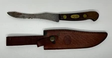 Vintage Robeson Red Pig Thin Carbon Butcher Knife With A Chipaway Cutlery Sheath