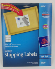 Avery Shipping Labels TrueBlock Technology Inkjet 3 1/3 x 4 White 150/Pack 8164